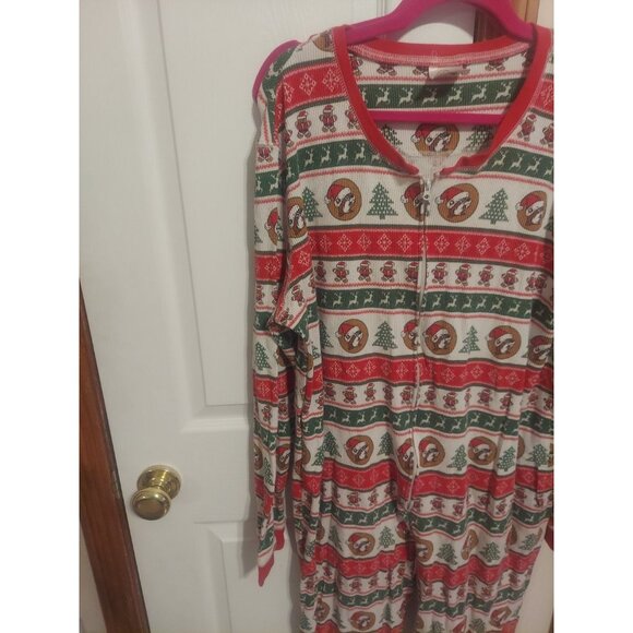 Buc-ees Adult 2X Christmas Pajamas PJ Waffle Knit Zip One Piece Santa Beaver - Picture 4 of 15